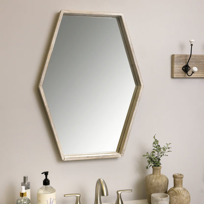 Wooden Hexagonal Wall Mirror