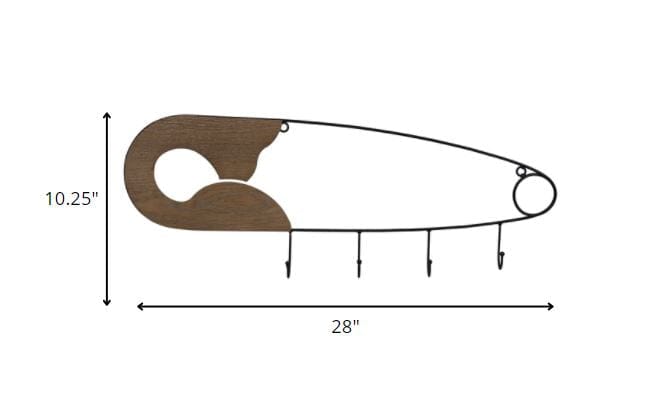 Wood and Metal Safety Pin Wall Hooks