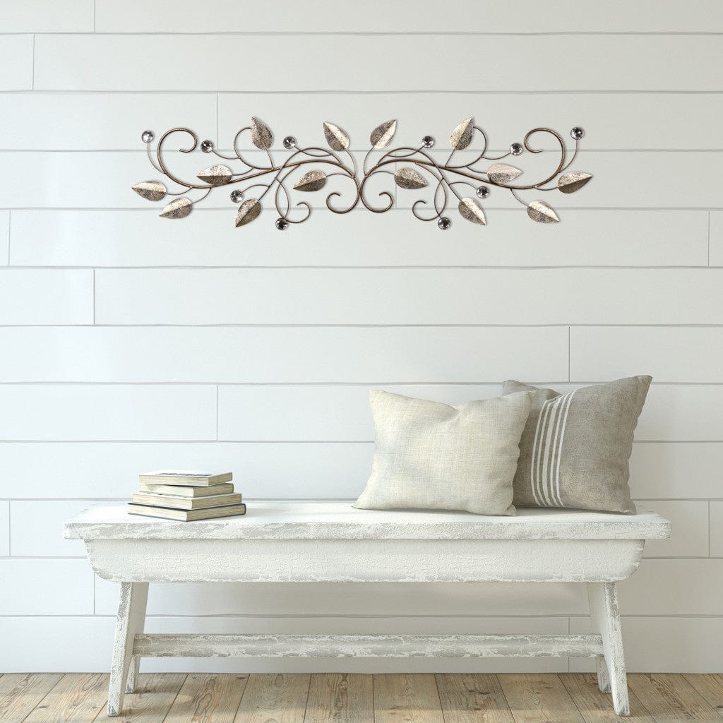 Sparkle Gold Metal Leaves and Bling Over the Door Décor