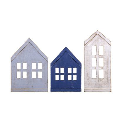 Set of Three House Shaped Wooden Wall Décor