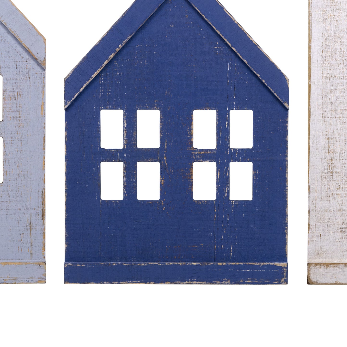 Set of Three House Shaped Wooden Wall Décor