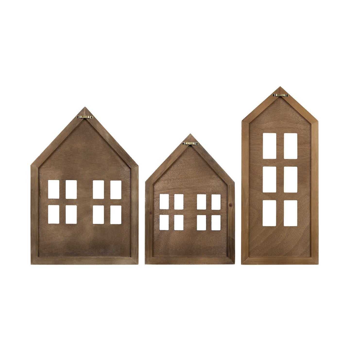 Set of Three House Shaped Wooden Wall Décor