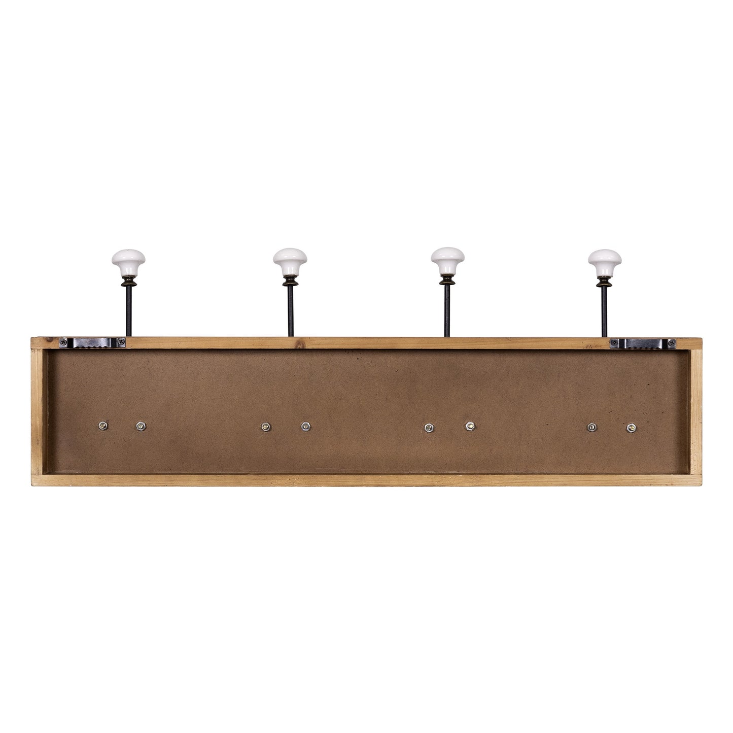 Wood and Metal Hooks with Ceramic Knobs