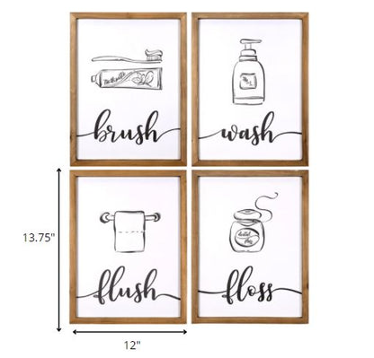 Set of Four Bathroom Themed Wall Art
