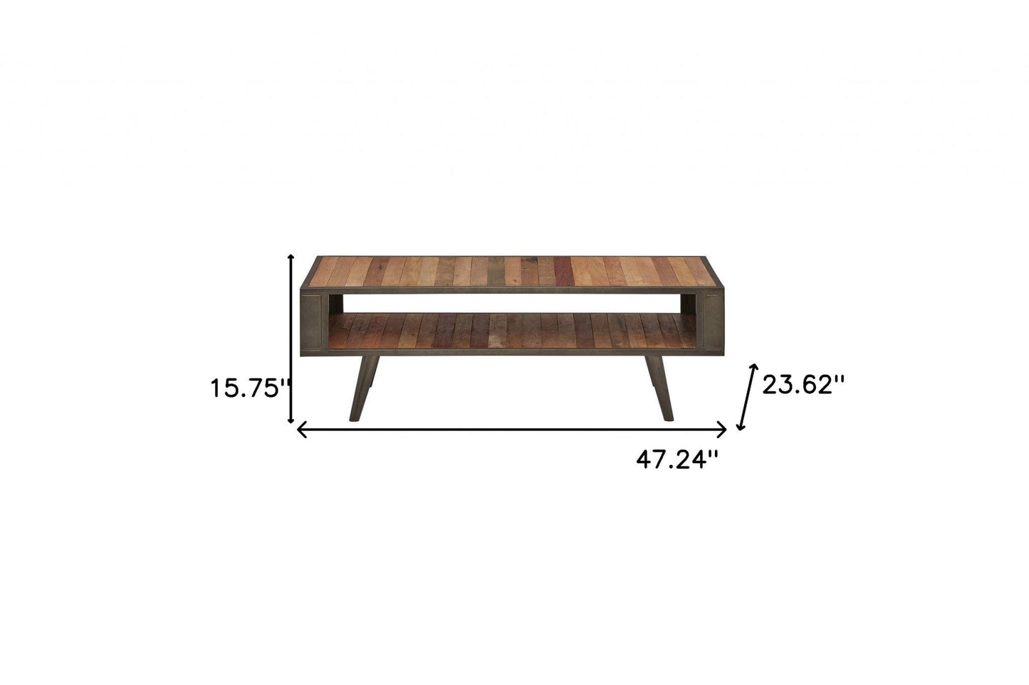 47" Rustic Brown Recycled Wood Open Shelf Coffee Table