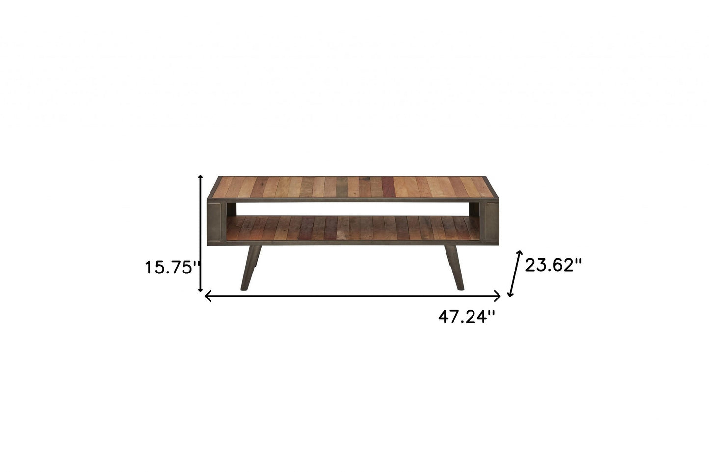 47" Rustic Brown Recycled Wood Open Shelf Coffee Table