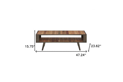47" Rustic Brown Recycled Wood Open Shelf Coffee Table
