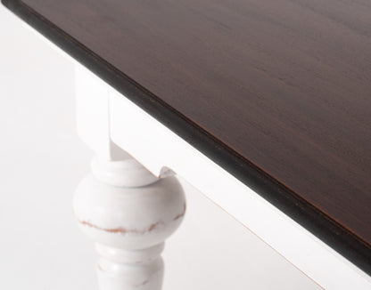 39" Classic White And Brown Manufactured Wood And Solid Wood Square Coffee Table