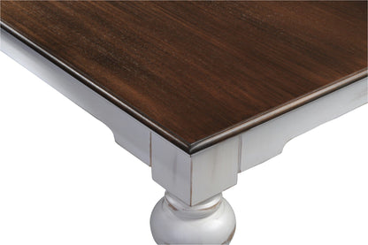 39" Classic White And Brown Manufactured Wood And Solid Wood Square Coffee Table