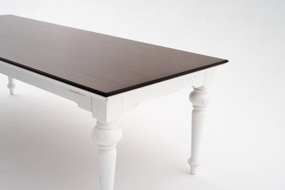 White and Dark Brown Rustic Modern Farmhouse 94" Dining Table