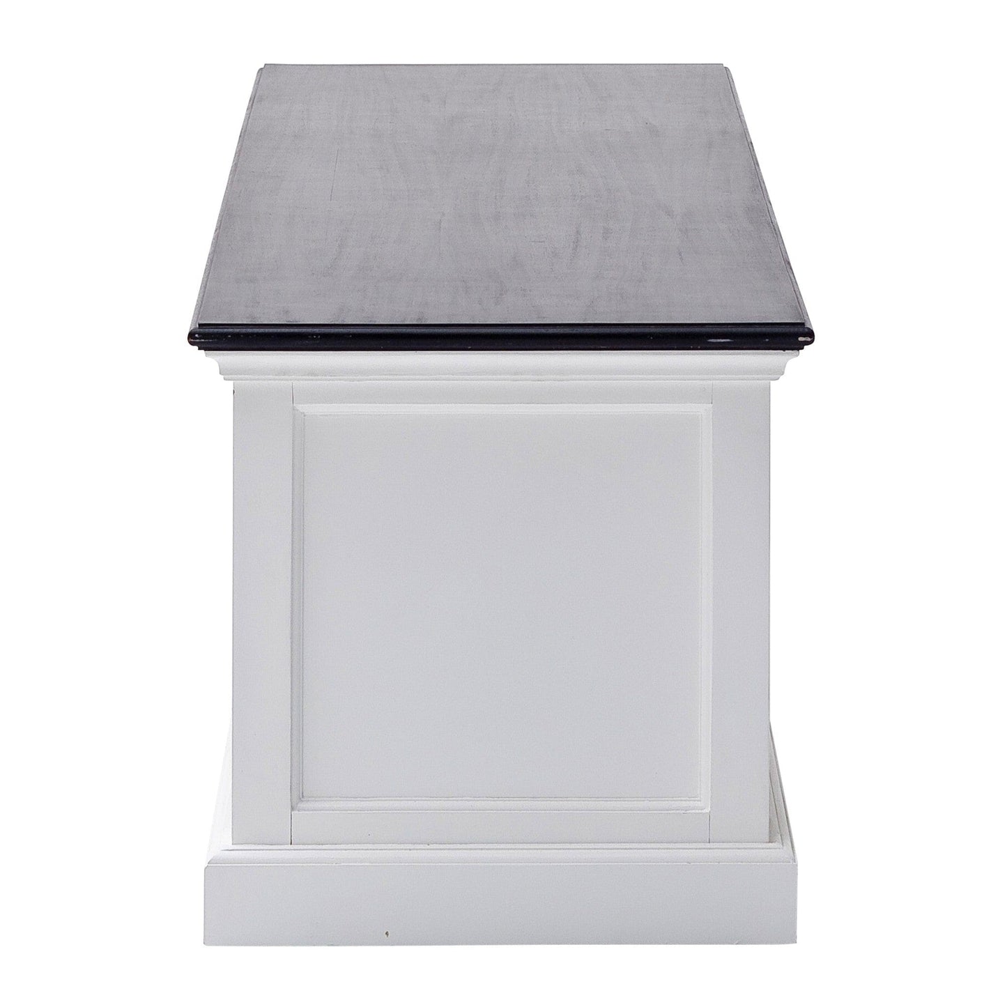 71" Classic White and Black Entertainment Unit with Two Drawers