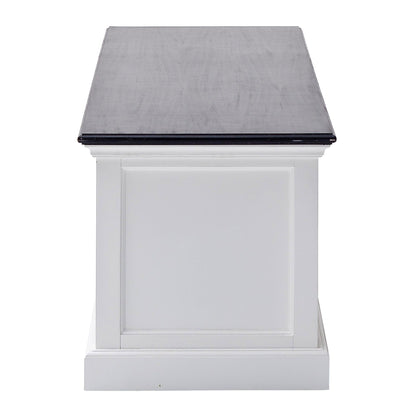 71" Classic White and Black Entertainment Unit with Two Drawers