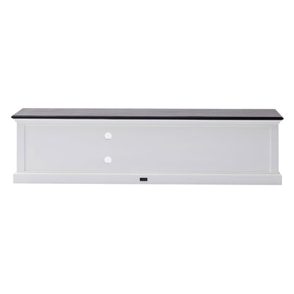 71" Classic White and Black Entertainment Unit with Two Drawers