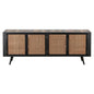 Natural Boat Wood and Rattan TV Dresser with 4 Doors