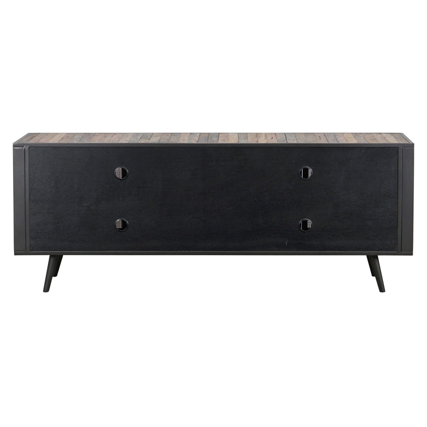 Natural Boat Wood and Rattan TV Dresser with 4 Doors