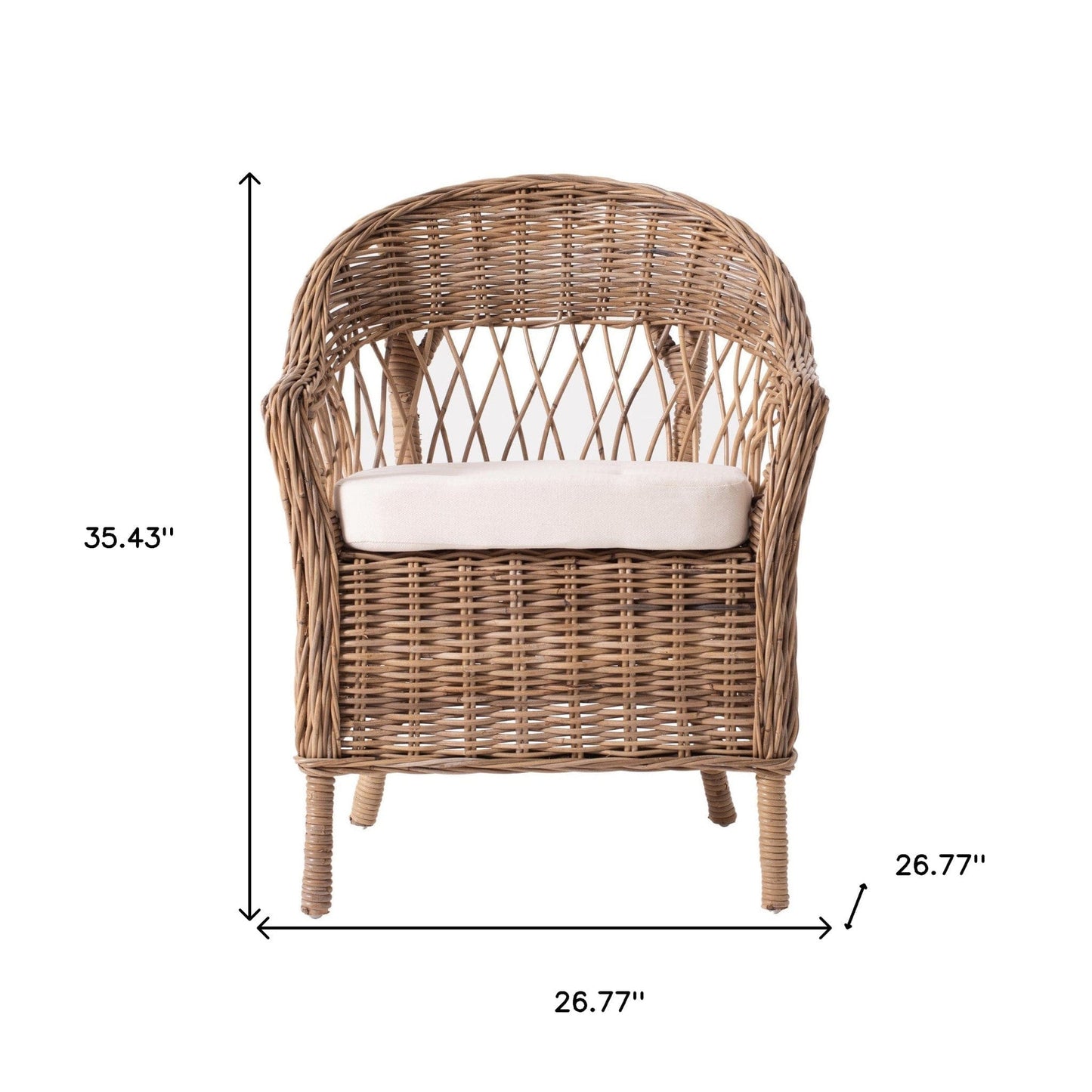 Set of Two Semi Circle Back Wicker Chairs with Seat Cushion