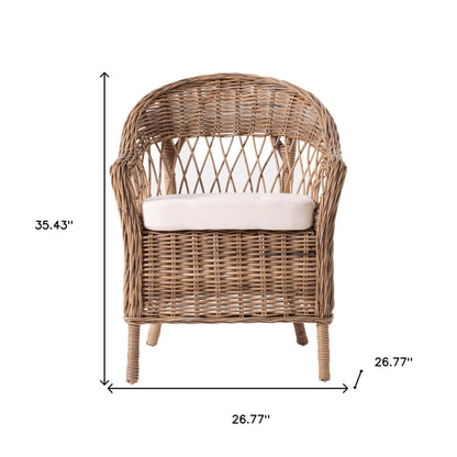 Set of Two Semi Circle Back Wicker Chairs with Seat Cushion