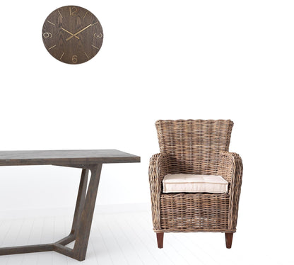 Set Of 2 Natural Brown Cotton Wingback Dining Chairs