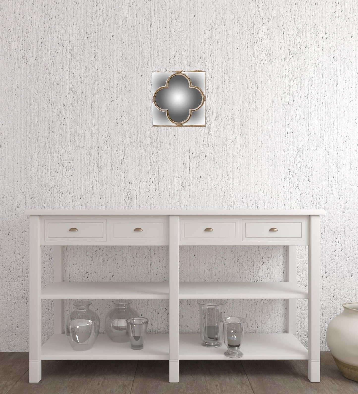 10" Natural Brown With Whitewash Square Wall Mounted Accent Mirror