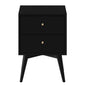 Black Century Modern Wood 2 Drawer Nightstand