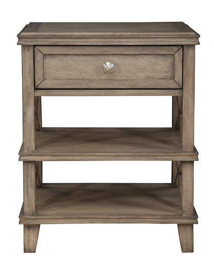 Taupe 1 Drawer with Shelves Nightstand