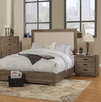 Antique Grey Finish Wood 3 Drawer Nightstand