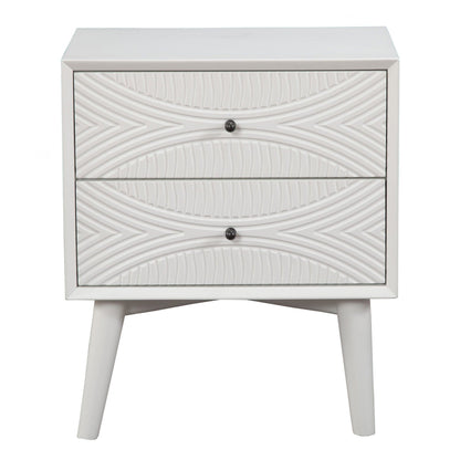 White Groovy 1 Drawer Wood Nightstand