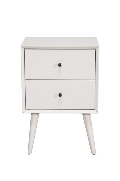 White Century Modern Wood 2 Drawer Nightstand