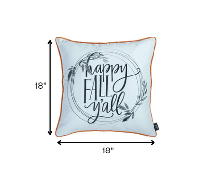 Black and White Happy Fall Throw Pillow