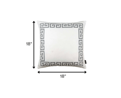 Gray and White Greek Key Classic Throw Pillow