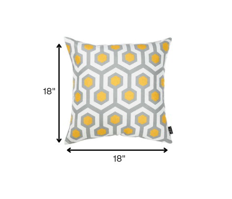 Yellow and Gray Geometric Circuit Throw Pillow