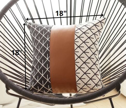 Monochromatic Lattice Faux Leather Throw Pillow