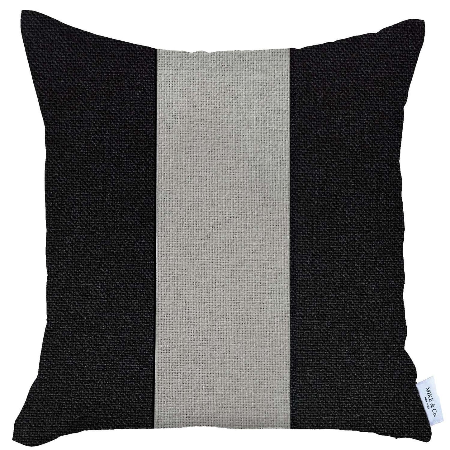 Black and White Centered Strap Throw Pillow
