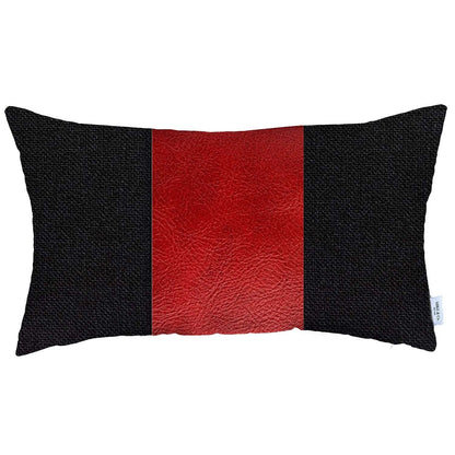 Black Base and Red Center Lumbar Throw Pillow