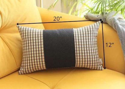 Classic Tan Houndstooth Lumbar Throw Pillow