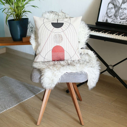 White Geometric Linework Printed Throw Pillow