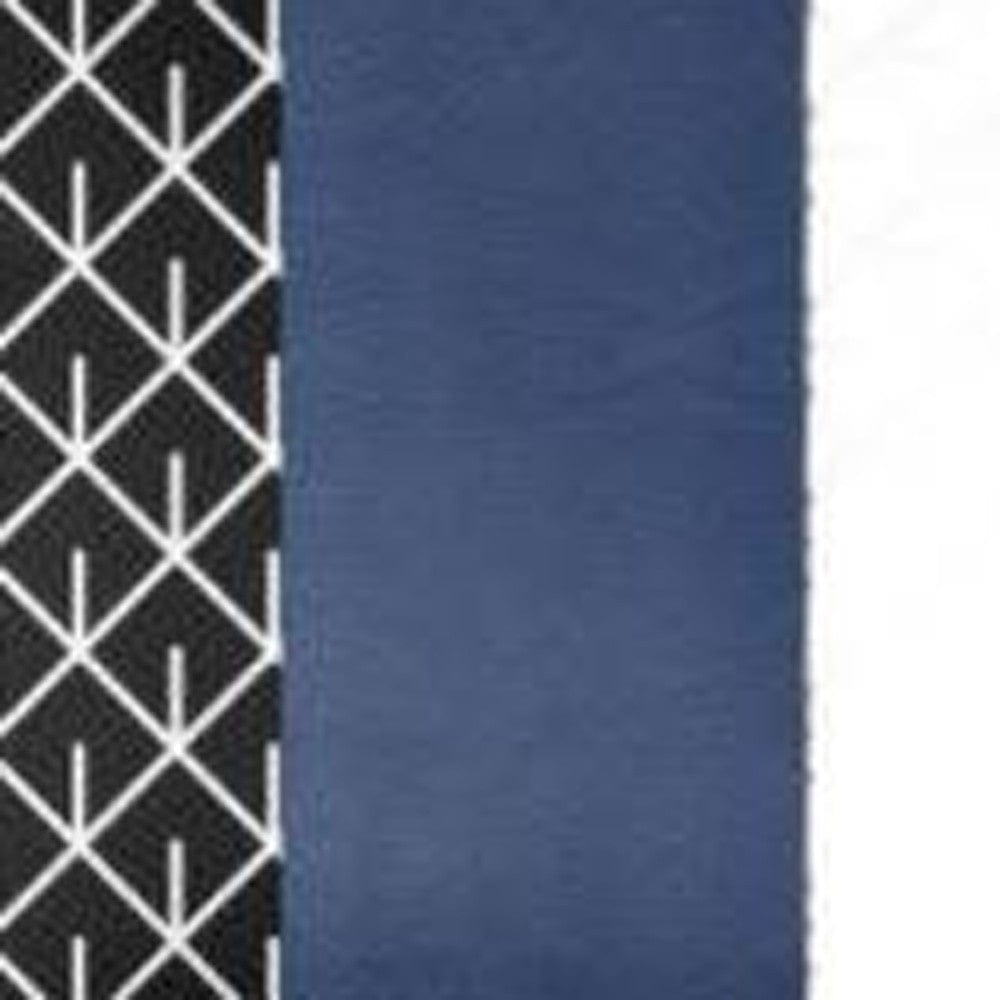 Navy Blue Mesh Faux Leather Throw Pillow