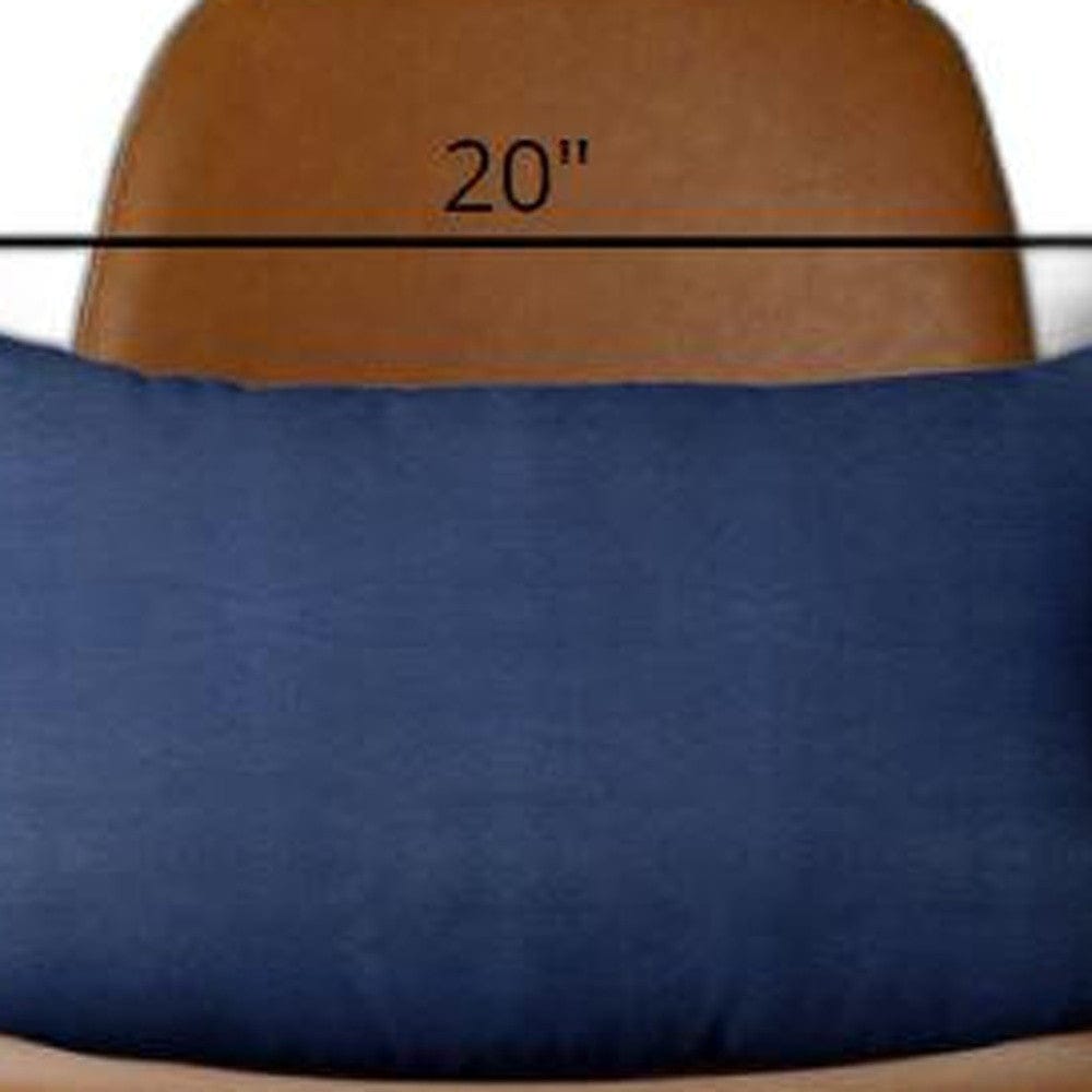 Navy Blue Solid Faux Leather Lumbar Throw Pillow