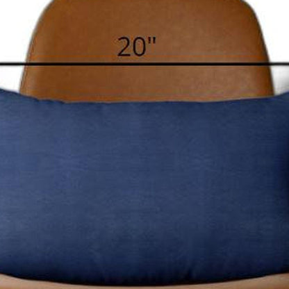 Navy Blue Solid Faux Leather Lumbar Throw Pillow