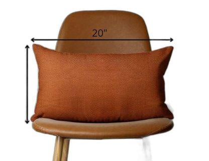 Solid Brown Faux Leather Lumbar Throw Pillow