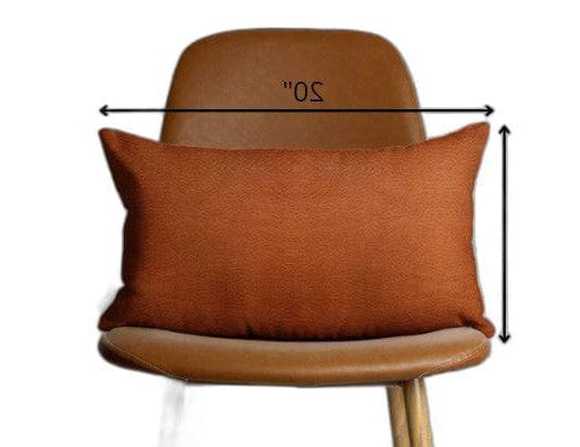 Solid Brown Faux Leather Lumbar Throw Pillow