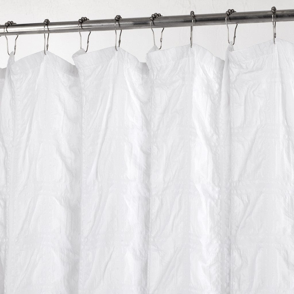 White Modern Crinkle Shower Curtain