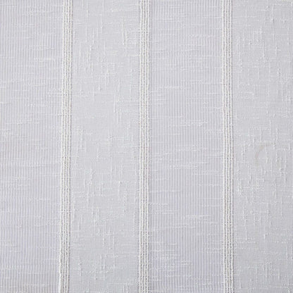 White Striped Embroidered Shower Curtain