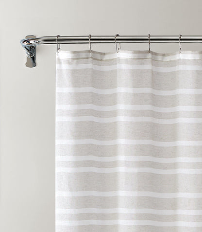 Taupe and White Striped Shower Curtain