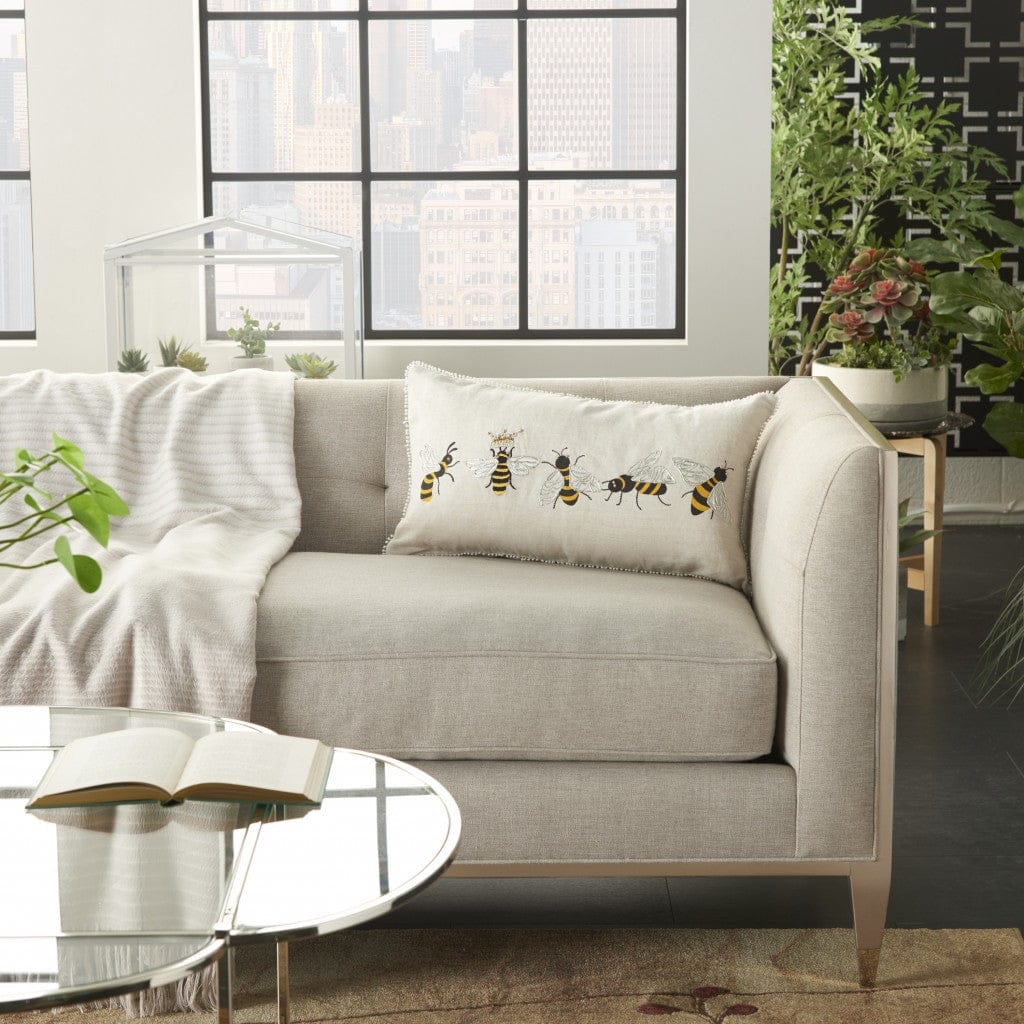 Ivory 21" X 16" Novelty Polyester Throw Pillow