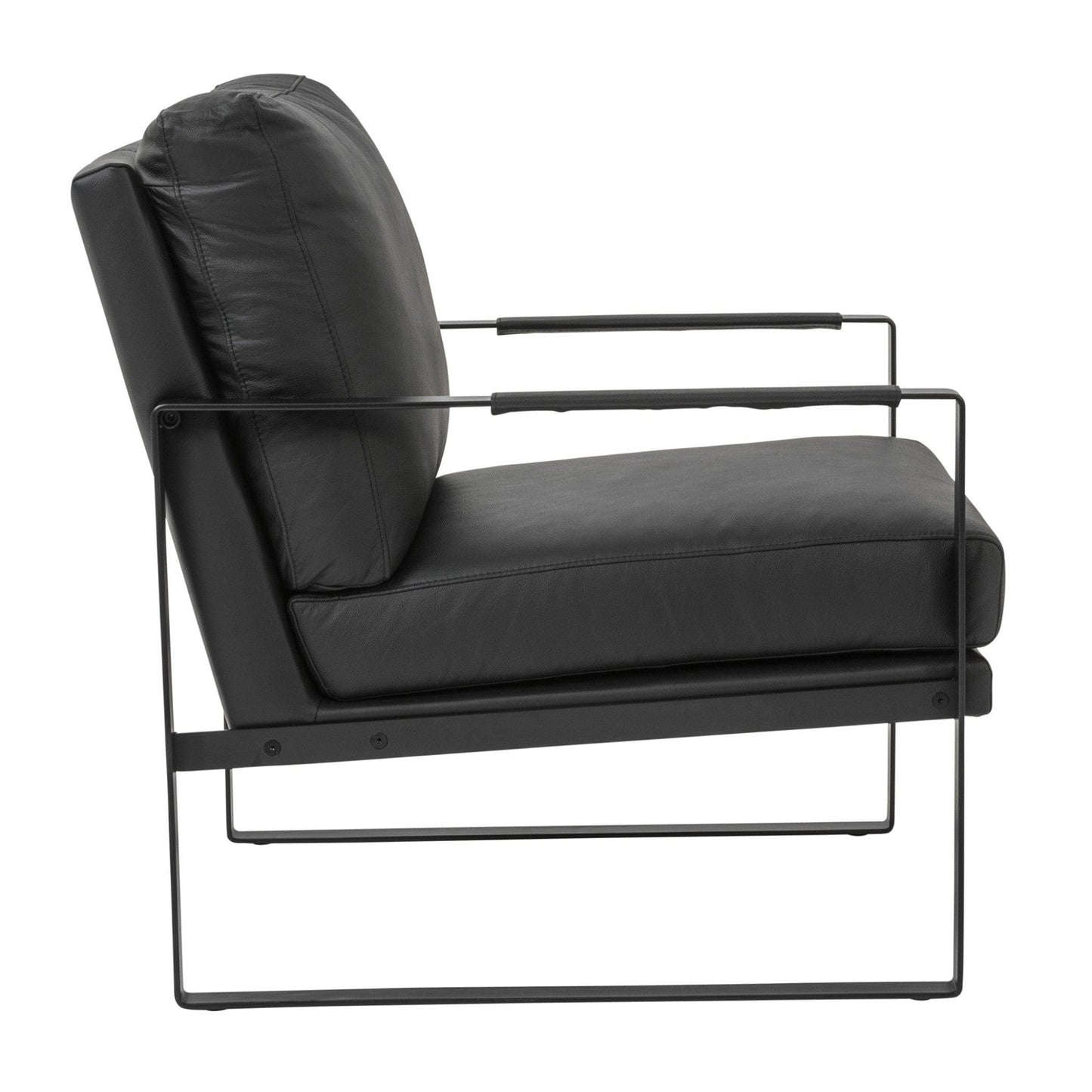 Epitome Black Leather and Black Metal Armchair