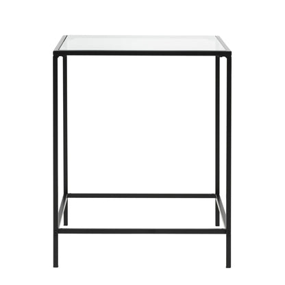 Minimalist Clear Glass and Black Side Table
