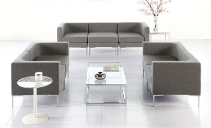 Geo Cube Clear Glass and Chrome End or  Side Table