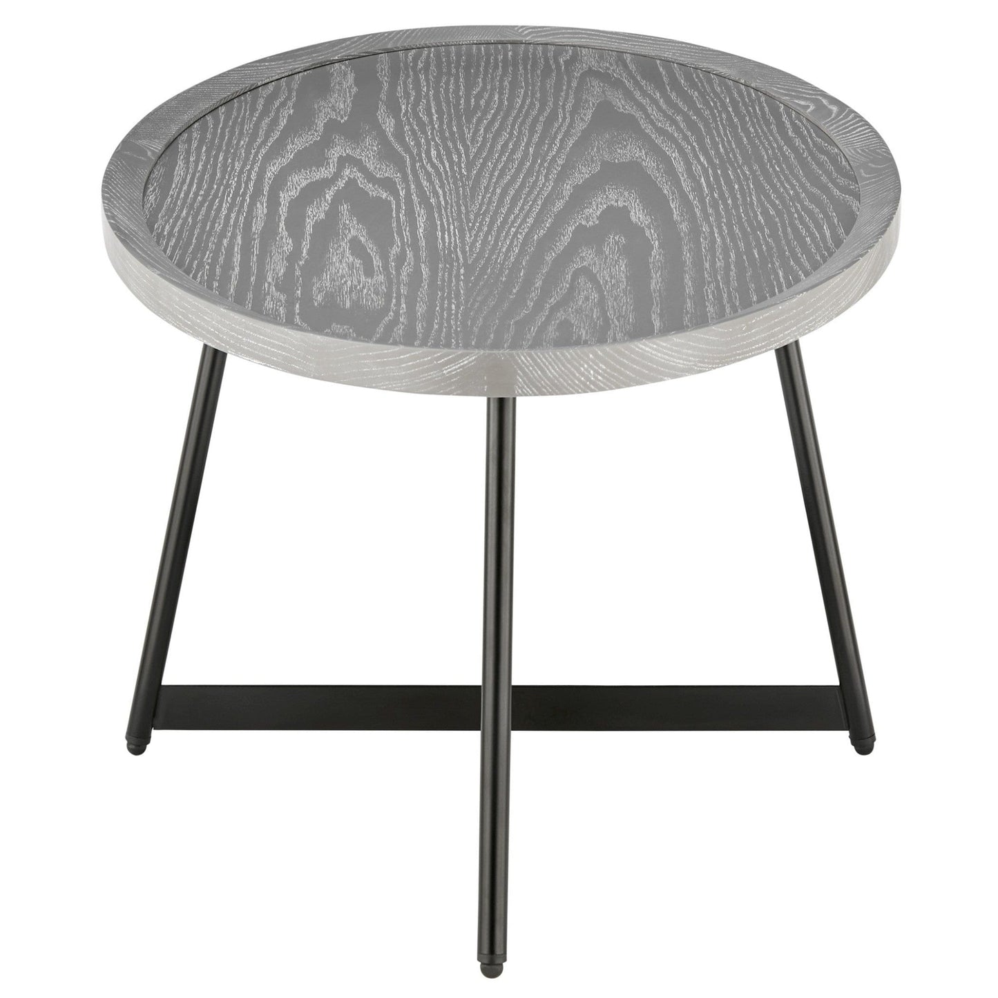 Modern Gray and Black Round Side Table