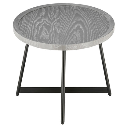Modern Gray and Black Round Side Table